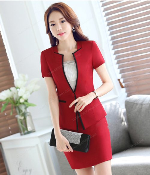 Đồng Phục Lễ Tân Nhà Hàng Màu Đỏ.
