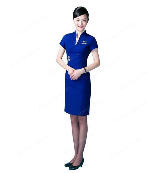 Đồng Phục Lễ Tân Nhà Hàng Màu Xanh.