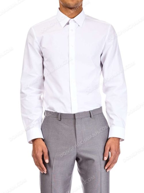 Mẫu đồng phục áo sơ mi nam công sở màu trắng.