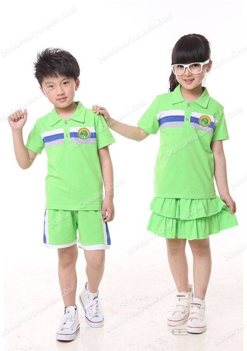 Mẫu đồng phục mầm non màu xanh cốm