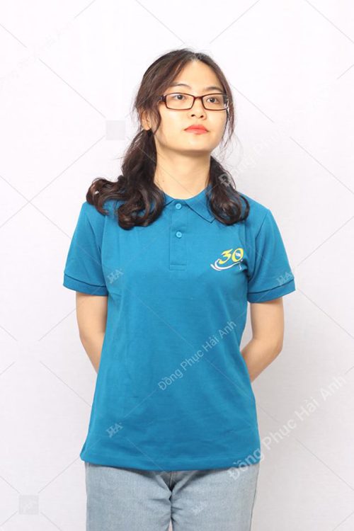 Áo thun đồng phục công ty màu xanh