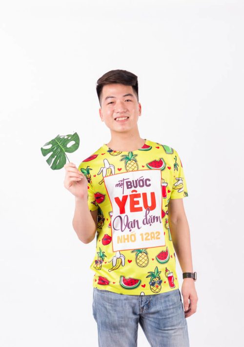 mẫu áo lớp 3d hoa quả màu vàng