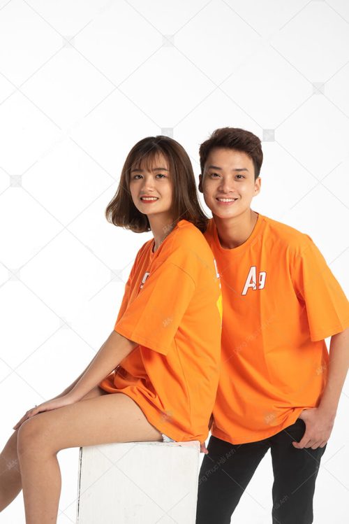 Mẫu Áo Lớp Oversize Cổ Tròn Màu Cam A9