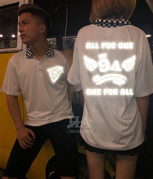 Mẫu Áo Lớp Phản Quang Cổ Caro Màu Trắng 9A