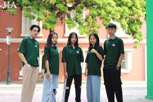 Mẫu áo lớp cổ caro màu rêu lớp 12H