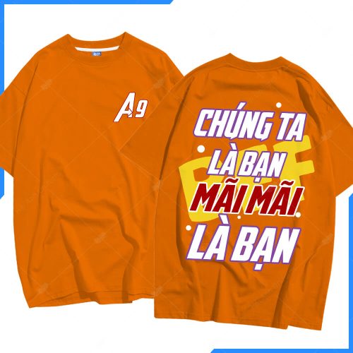 Mẫu áo lớp oversize cổ tròn màu cam a9