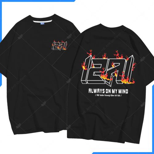 Mẫu áo lớp oversize cổ tròn màu đen 12a1