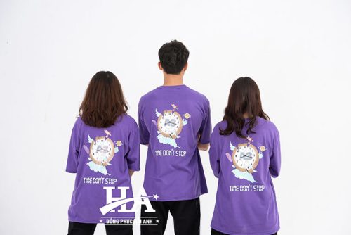 Mẫu áo lớp oversize cổ tròn màu tím violet 10A3