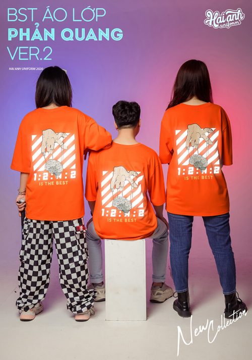 Mẫu áo lớp phản quang in decal màu cam 134