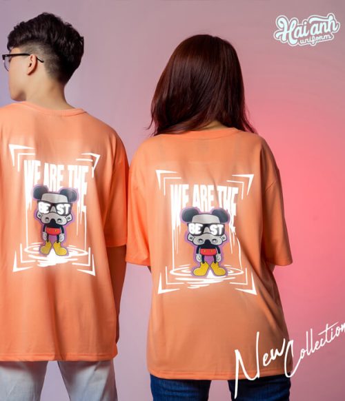 Mẫu áo lớp phản quang in decal màu cam coral