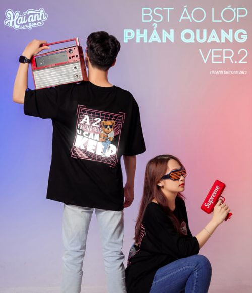 Mẫu áo lớp phản quang in decal màu đen 