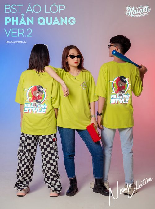 Mẫu áo lớp phản quang in decal màu neon
