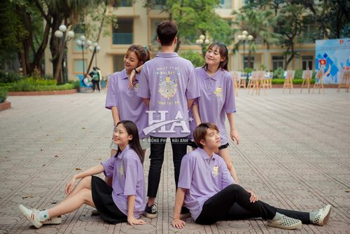 Mẫu áo lớp polo oversize màu tím Thanos
