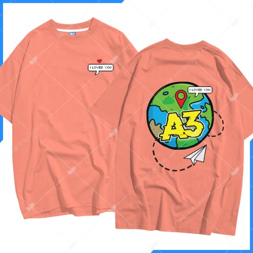 Mẫu áo lớp oversize cổ tròn màu cam coral a3