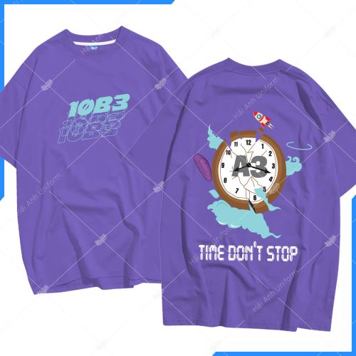 Mẫu áo lớp oversize cổ tròn màu tím violet