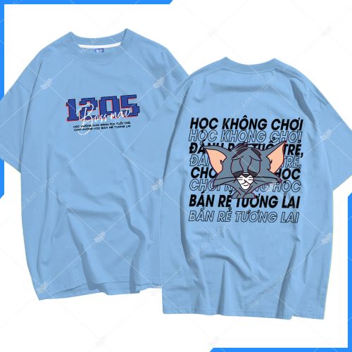 Mẫu áo lớp oversize cổ tròn màu xanh avatar