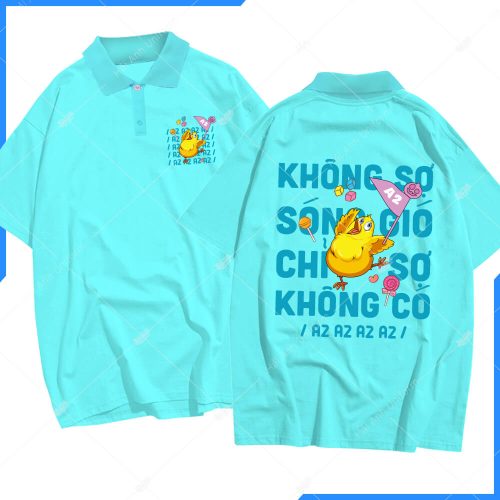 Mẫu áo lớp oversize màu xanh thiên thanh