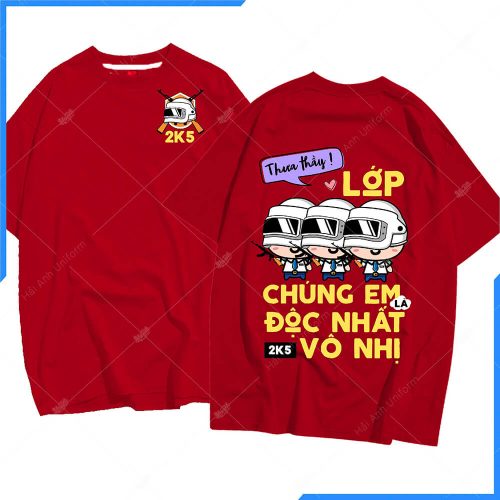 Mẫu áo lớp oversize màu đỏ 2K5