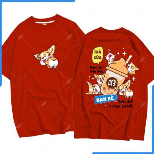 Mẫu áo lớp oversize màu đỏ A3 nổi bật