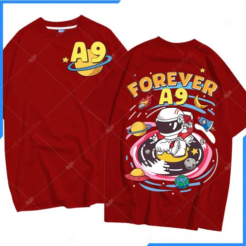 Mẫu áo lớp oversize màu đỏ đô A9