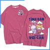 Mẫu áo lớp oversize màu hồng dễ thương được nhiều học sinh yêu thích