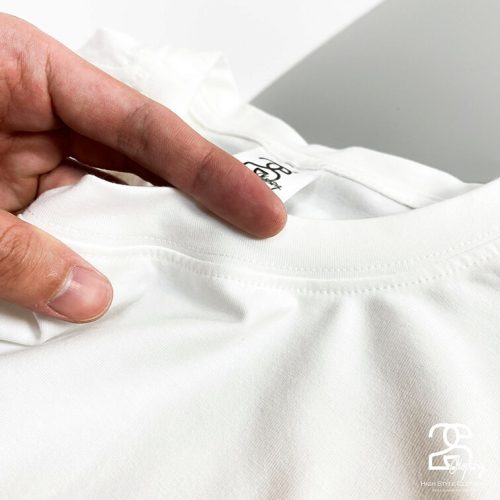 Cận cạnh áo thun cotton TC trắng gạo giá sỉ 79K