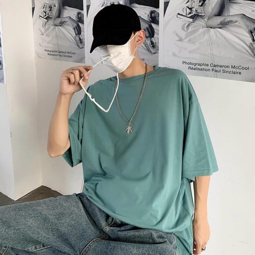 Kiểu dáng mẫu áo phông màu xanh vỏ đậu giá sỉ 99K chuẩn chất