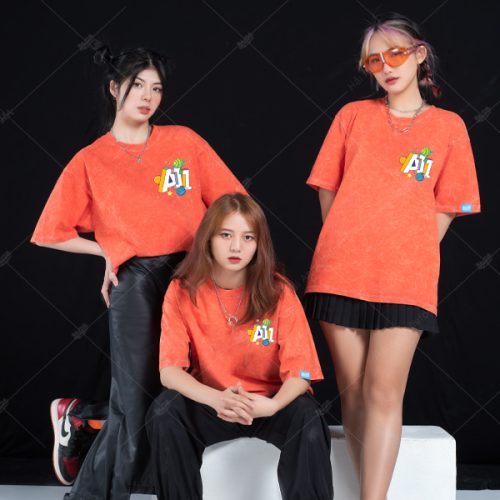 Mẫu Áo Wash Màu Cam Sao Đỏ A11- Ngông Collection