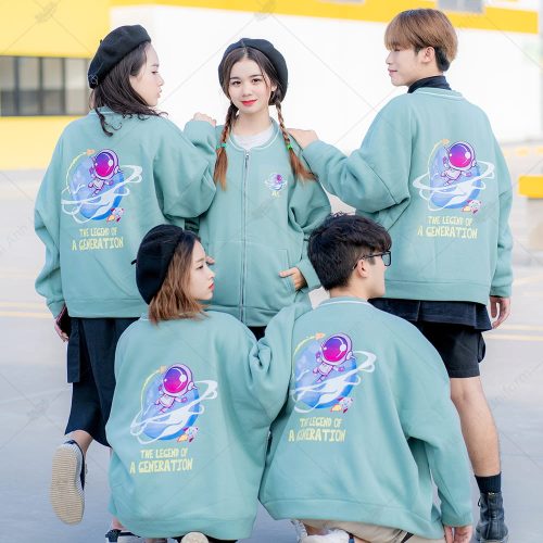 Áo khoác nỉ bomber xanh mint trẻ trung, năng động