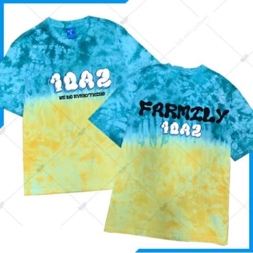 Mẫu áo lớp Patchy Ombre xanh vàng 10A2