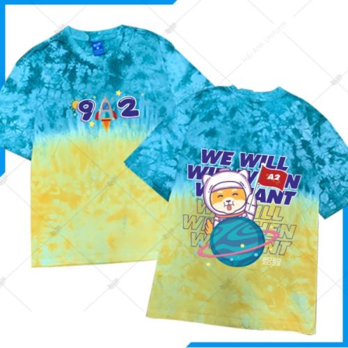 Mẫu áo lớp Patchy Ombre xanh vàng 9A2