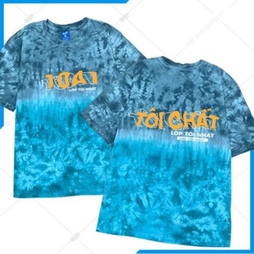 Mẫu áo lớp Patchy Ombre xanh xám 10A1