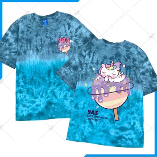 Mẫu áo lớp Patchy Ombre xanh xám 9A5