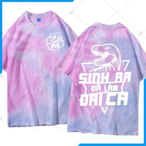 Mẫu áo lớp phản quang cổ tròn Tie Dye Hồng