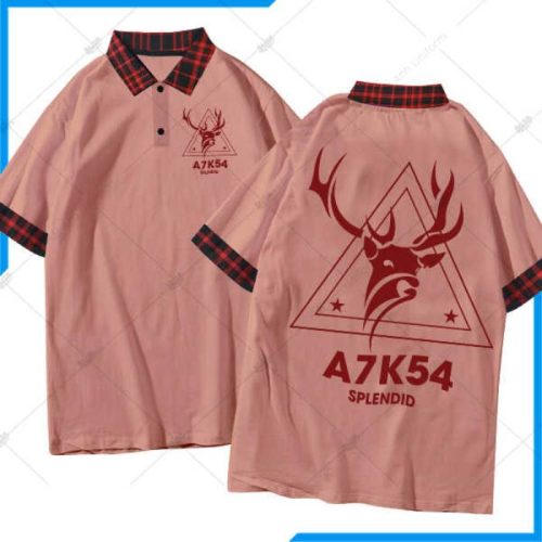 Mẫu áo lớp Poka màu hồng cổ Redo A7K54
