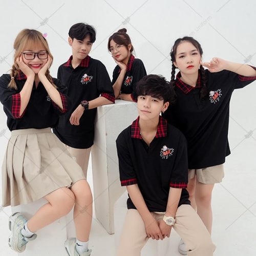 Áo Lớp Poka Màu Đen Cổ Redo 9A2