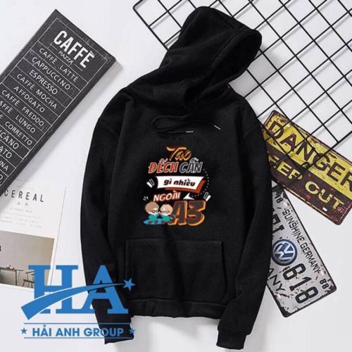 Mẫu áo Hoodie màu đen ấn tượng, bí ẩn, hình in "chất lừ"