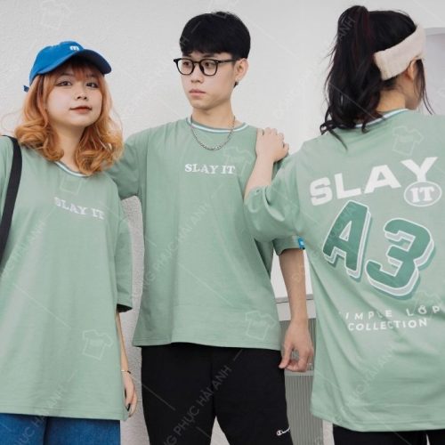 Áo Simple Lớp Slay It màu xanh rêu dễ kết hợp với nhiều phụ kiện khác nhau