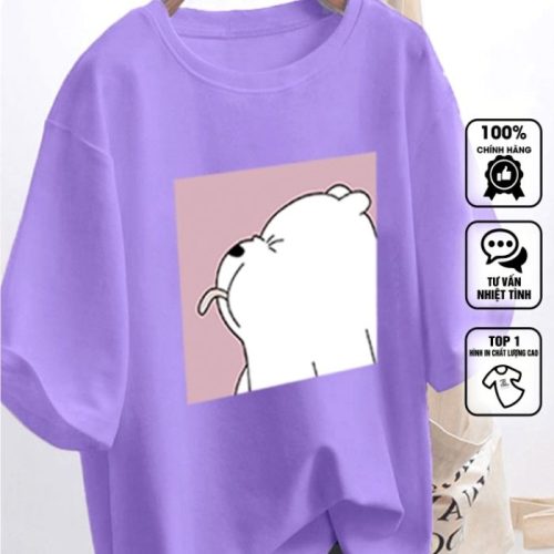 Mẫu áo hình gấu với tông màu xanh nhạt