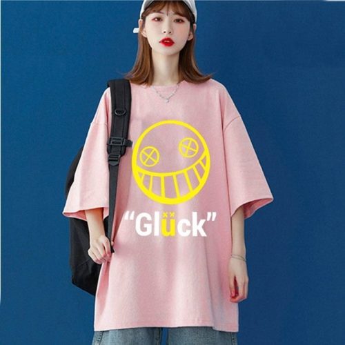 Mẫu áo thun mặt cười màu hồng cá tính