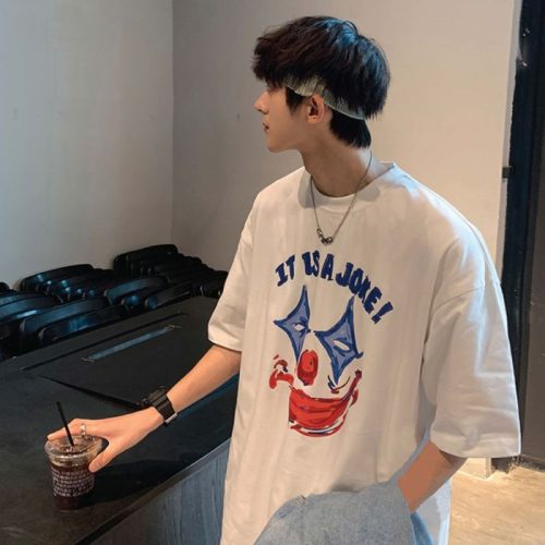 Hình ảnh mẫu áo thun hình mặt hề màu trắng
