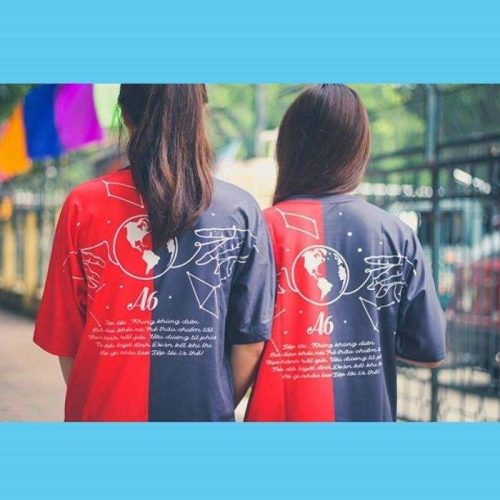 Hình in và slogan mẫu áo FlyZ màu xanh đỏ được in rõ nét