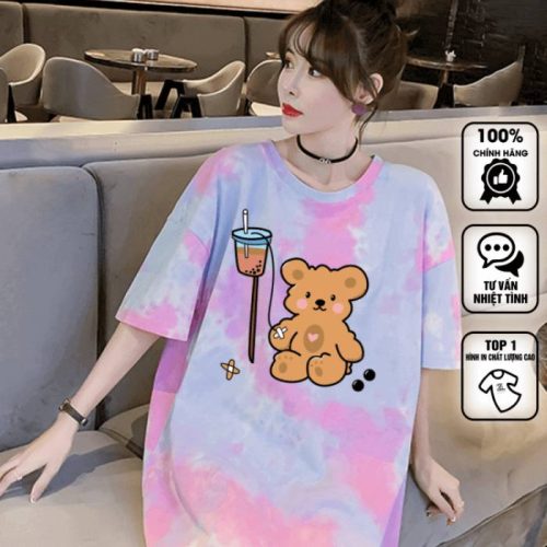 Mẫu áo tie dye màu hồng năng động
