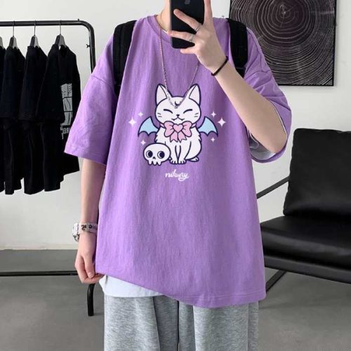 Màu tim rực rỡ của mẫu áo thun Angel Cat