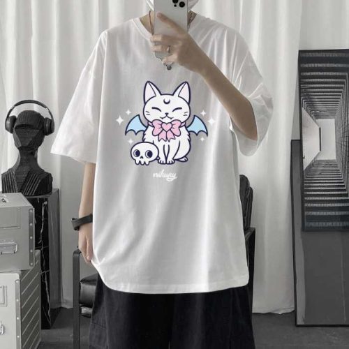 Mẫu áo thun Angel Cat màu trắng nổi bật