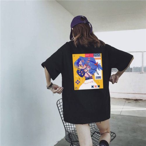 Mẫu áo thun hình anime màu đen cá tính