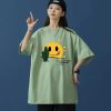 Mẫu áo thun hình mặt trời và xương rồng màu xanh rêu