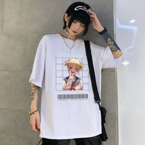 Mẫu áo thun in hình Toga Himiko màu trắng