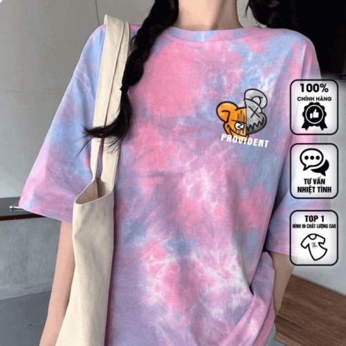 Mẫu áo thun unisex thiết kế màu loang hồng độc đáo