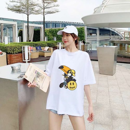 Mẫu áo thun Drew chim nhiều màu tông màu trắng
